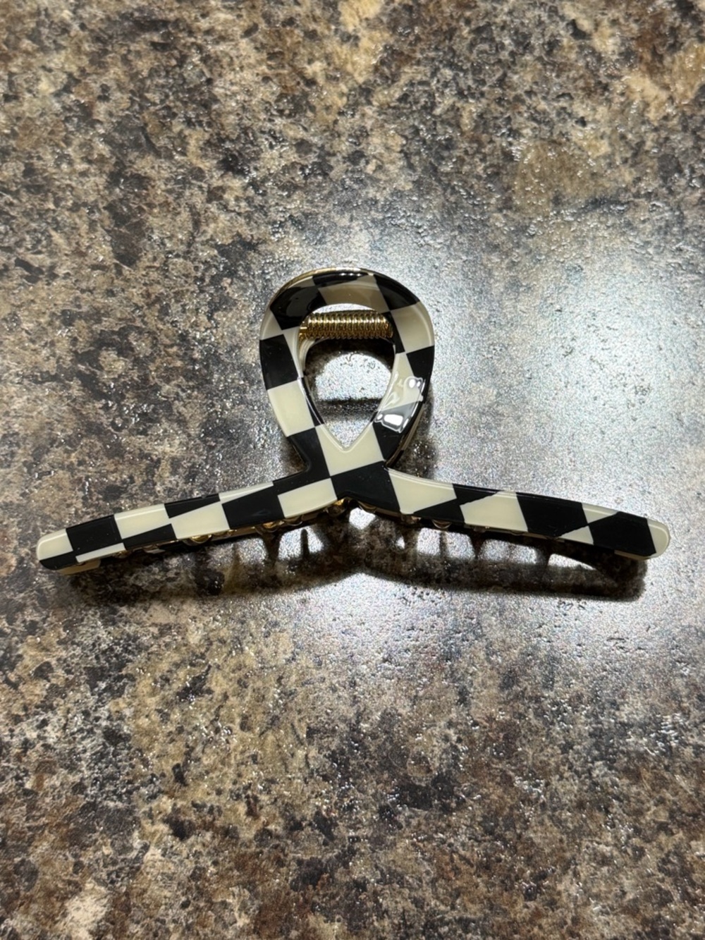 Black & White Checker Hair Claw Clip